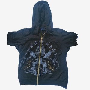 Grunge aesthetic short sleeve hoodie